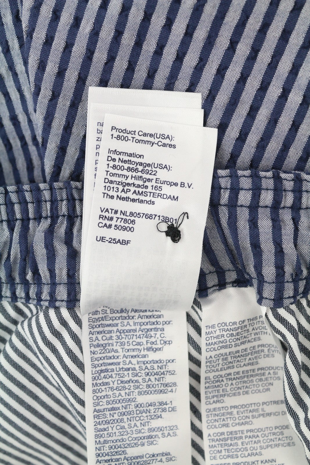 TOMMY HILFIGER Harlem Seersucker Stripe Men's Shorts W34 Blue Relaxed Fit