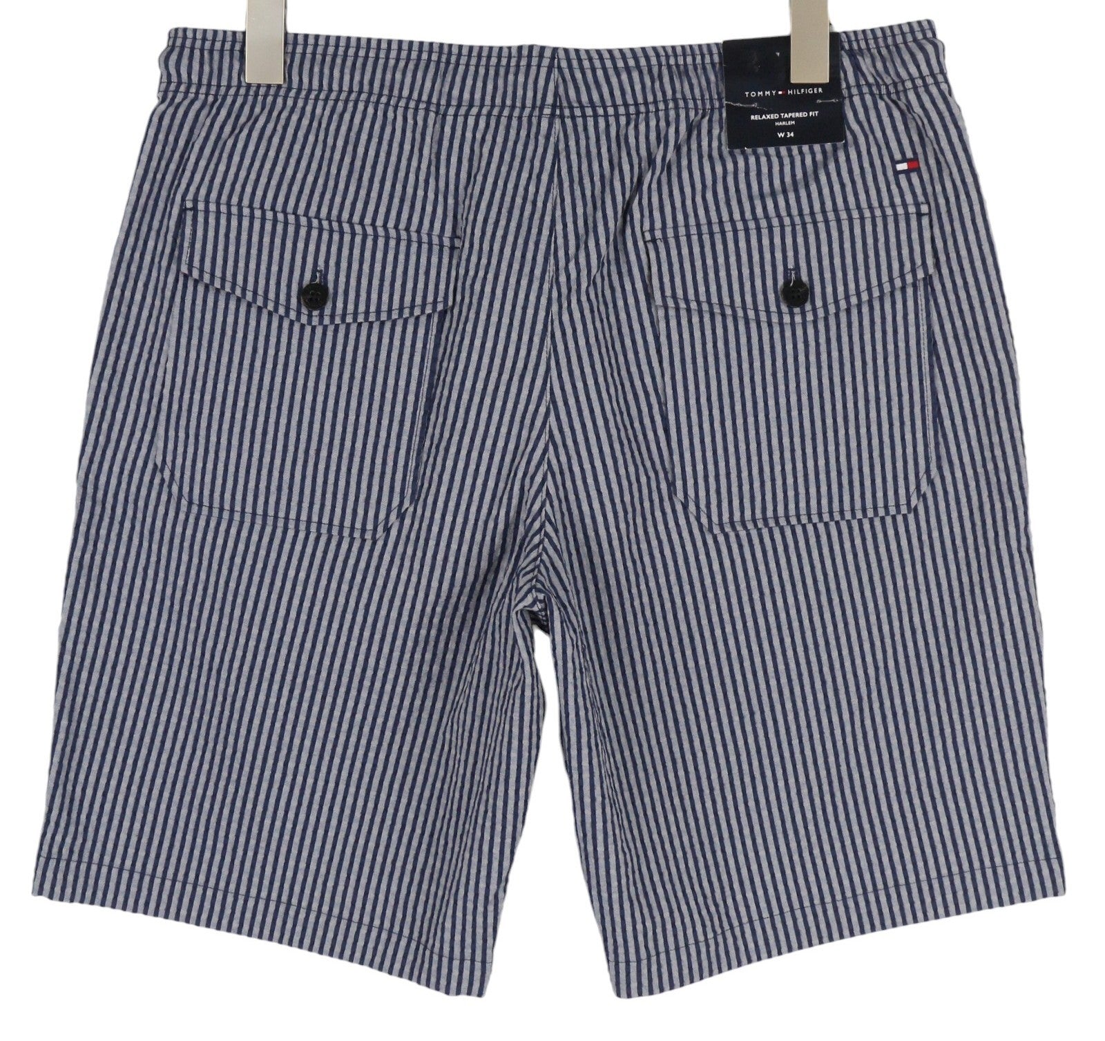 TOMMY HILFIGER Harlem Seersucker Stripe Men's Shorts W34 Blue Relaxed Fit