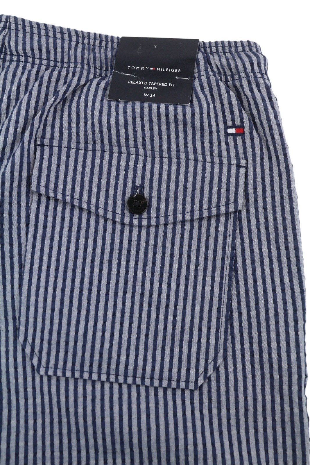 TOMMY HILFIGER Harlem Seersucker Stripe Men's Shorts W34 Blue Relaxed Fit