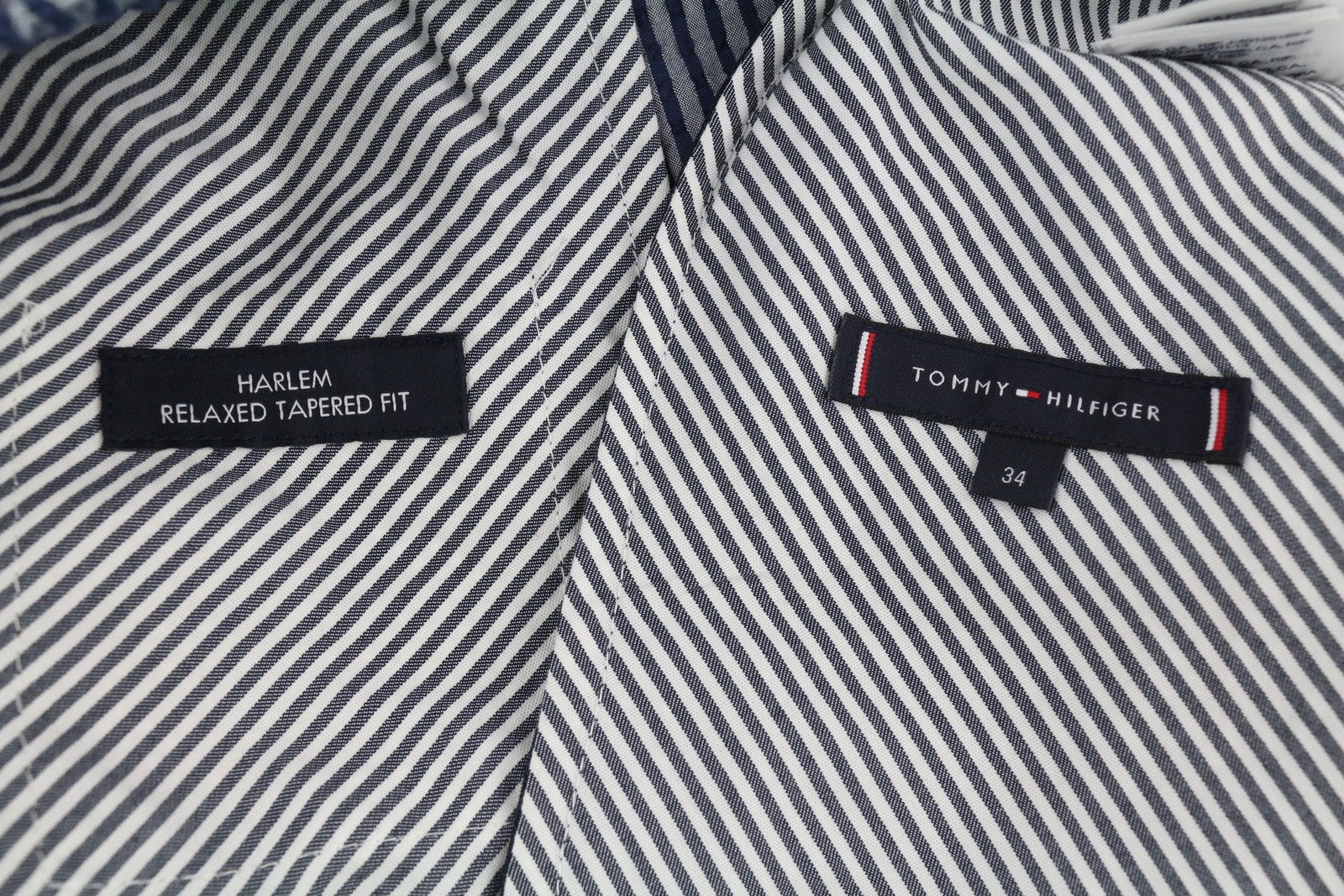TOMMY HILFIGER Harlem Seersucker Stripe Men's Shorts W34 Blue Relaxed Fit