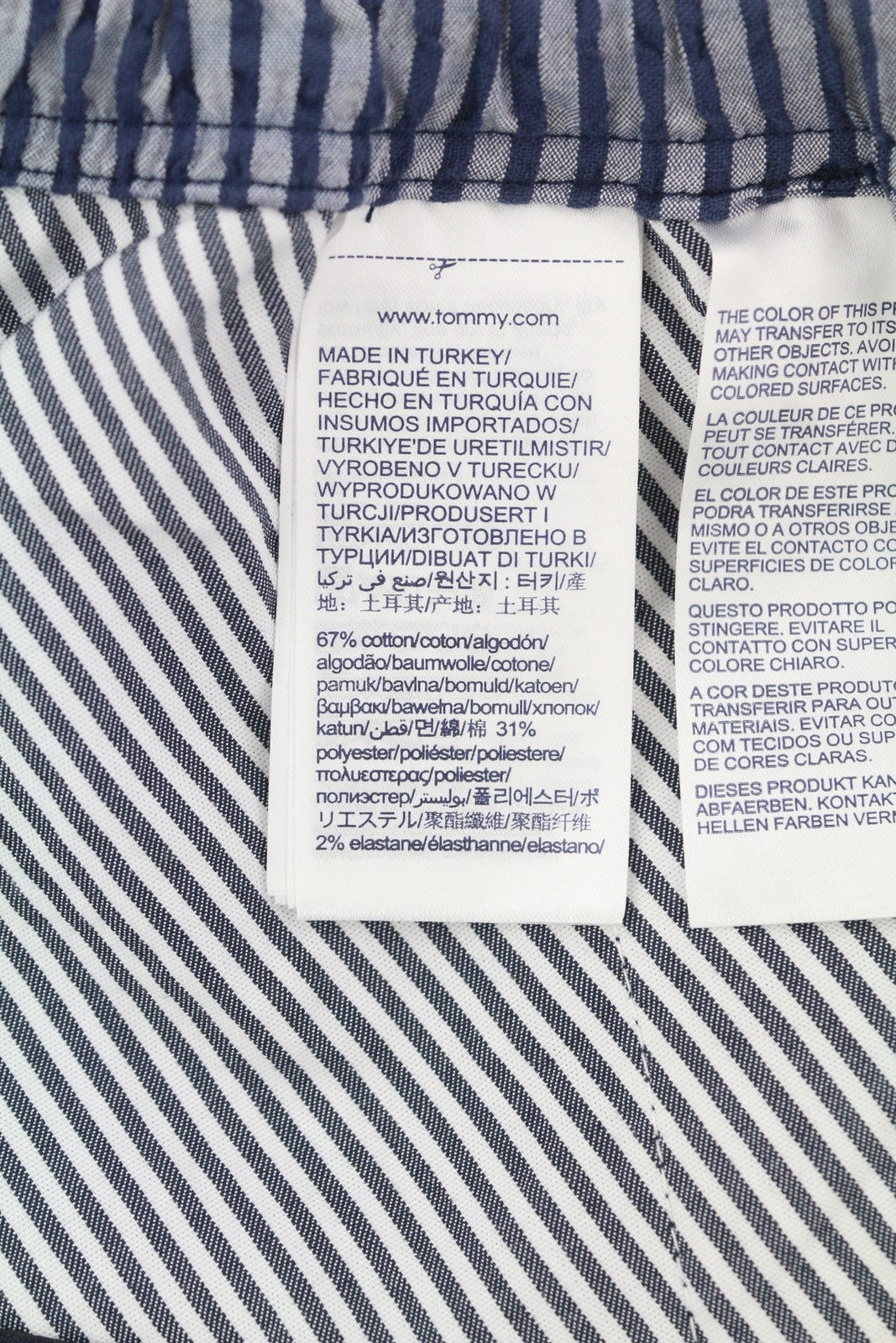 TOMMY HILFIGER Harlem Seersucker Stripe Men's Shorts W34 Blue Relaxed Fit