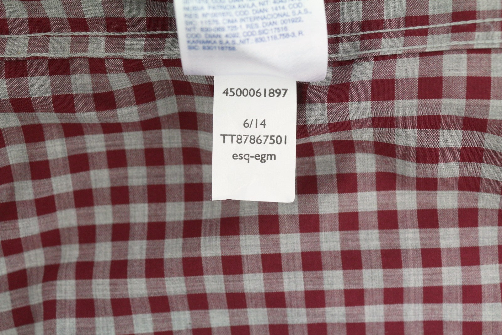 TOMMY HILFIGER Men's Shirt S Burgundy Check Tailored Fit Cutaway Collar