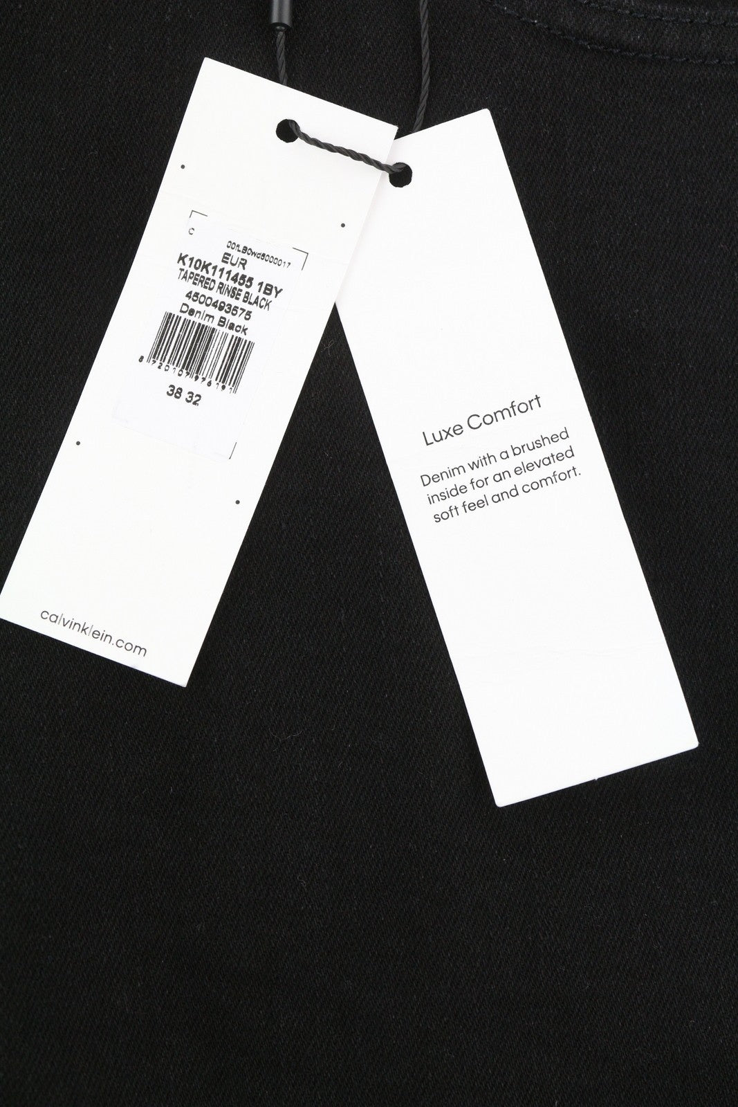 CALVIN KLEIN Tapered Men's Jeans W38/L32 Rinse Black Stretch Denim Zip Fly