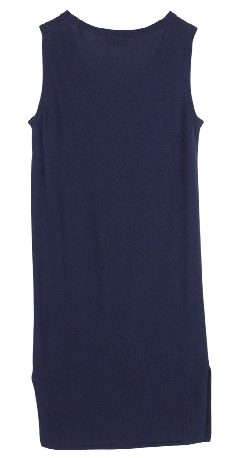 GANT Knitted Pima Cotton Women's Dress XS Blue Sleeveless Round Neck Mini