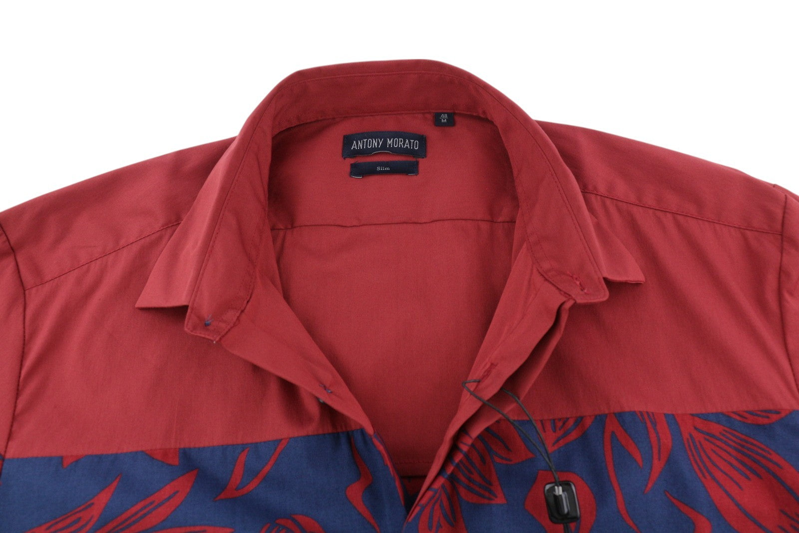 ANTONY MORATO Men's Shirt M Blue Floral Print Short Sleeve Button Up Casual