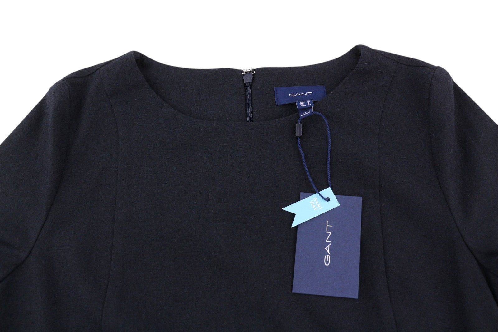 GANT Flannel Flare Women's Dress EU36 Blue Wool Blend 3/4 Sleeve Mini