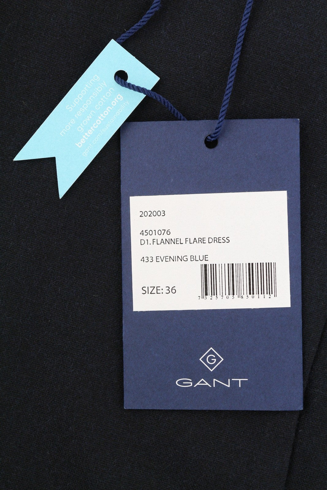 GANT Flannel Flare Women's Dress EU36 Blue Wool Blend 3/4 Sleeve Mini