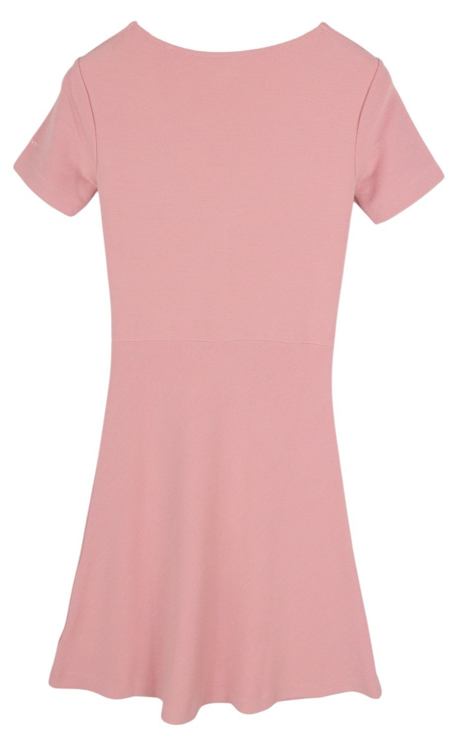GANT Rib Structure Women's Dress XS Pink Stretch V Neck Short Sleeve Knee