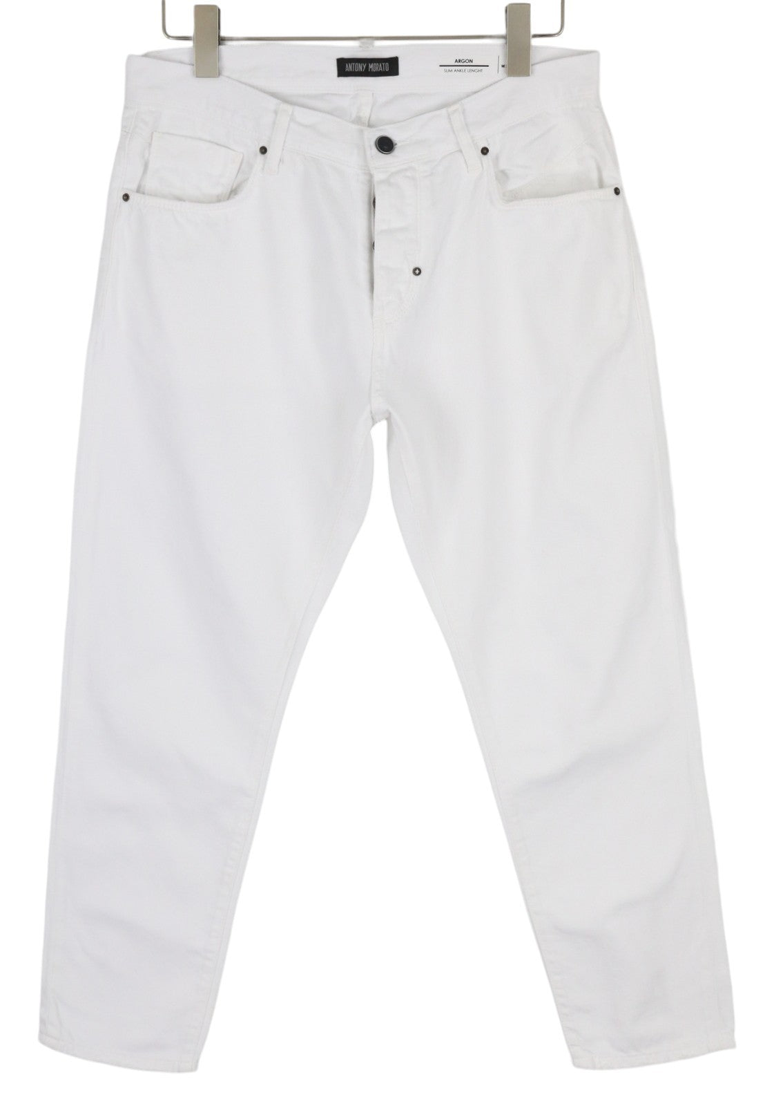 ANTONY MORATO Argon Men's Jeans W29 White Denim Slim Fit Cropped Button Fly