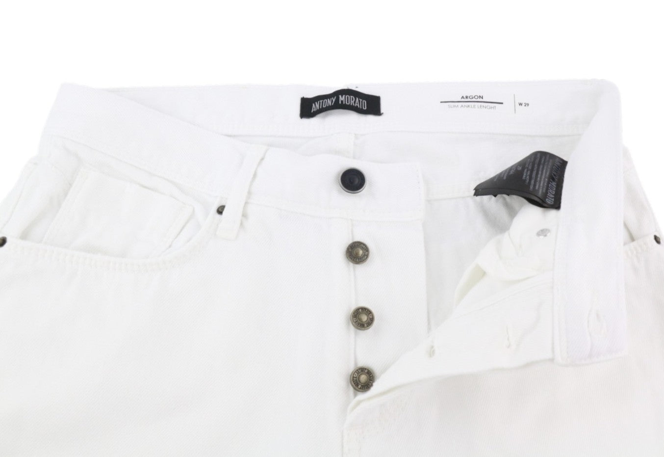 ANTONY MORATO Argon Men's Jeans W29 White Denim Slim Fit Cropped Button Fly