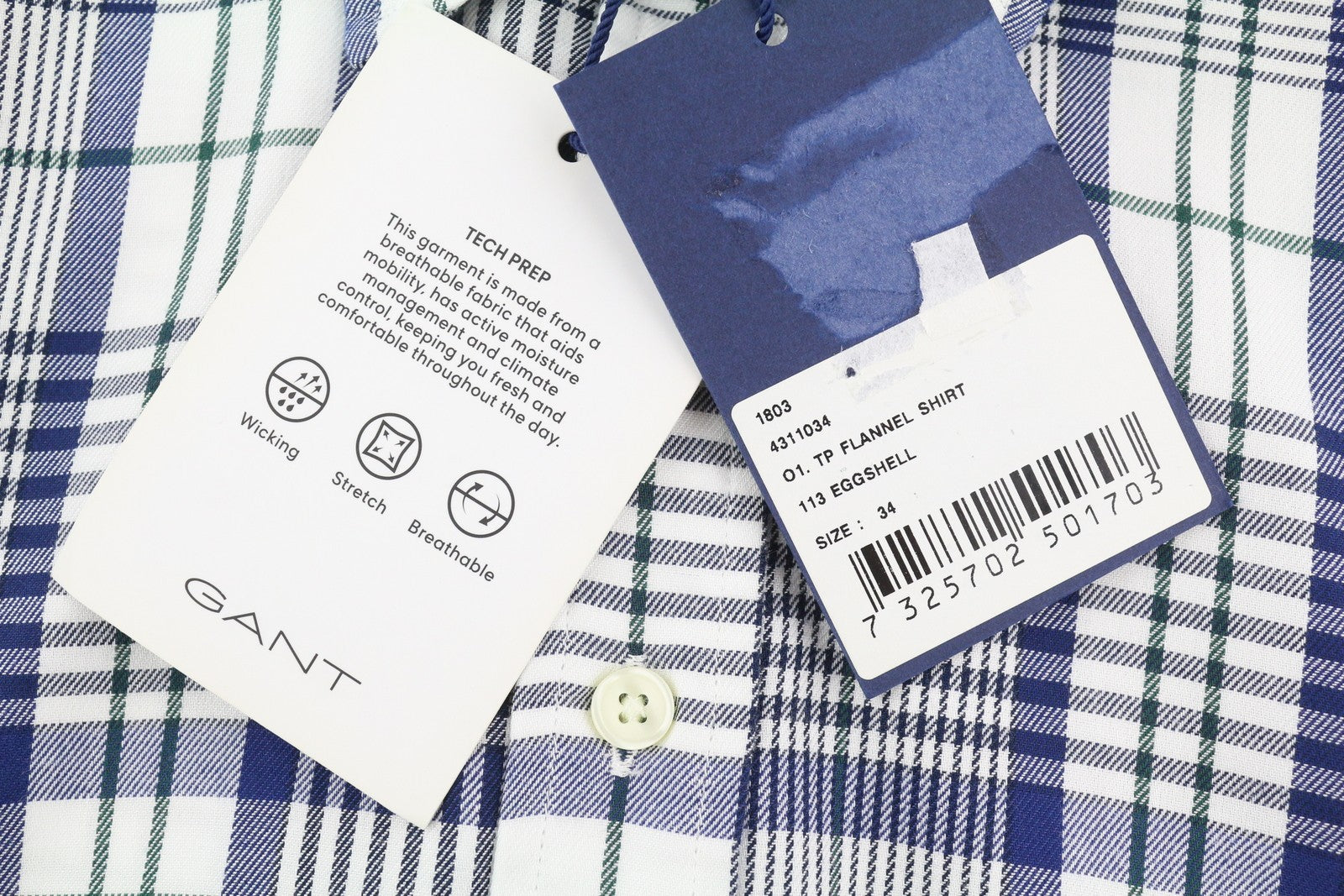 GANT Flannel Women's Shirt EU34 Checked Pattern Casual Button Up Spread Logo