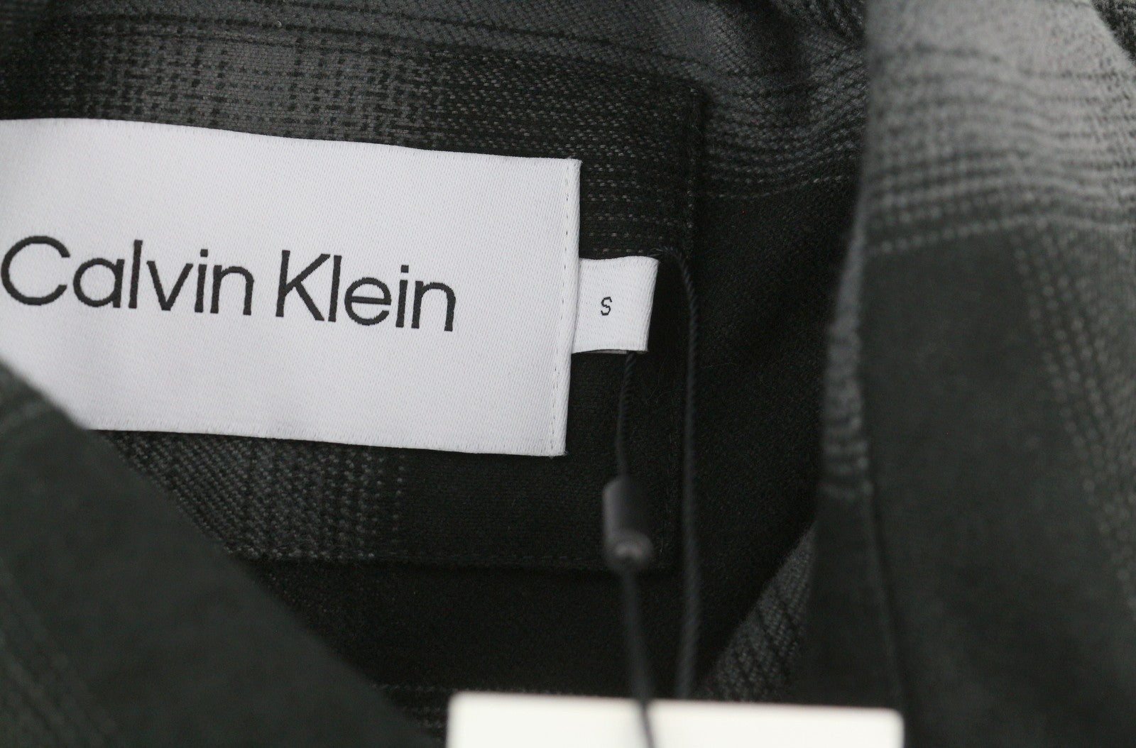 CALVIN KLEIN Twill Fleece Check Men's Jacket S Black Casual Snap Overshirt