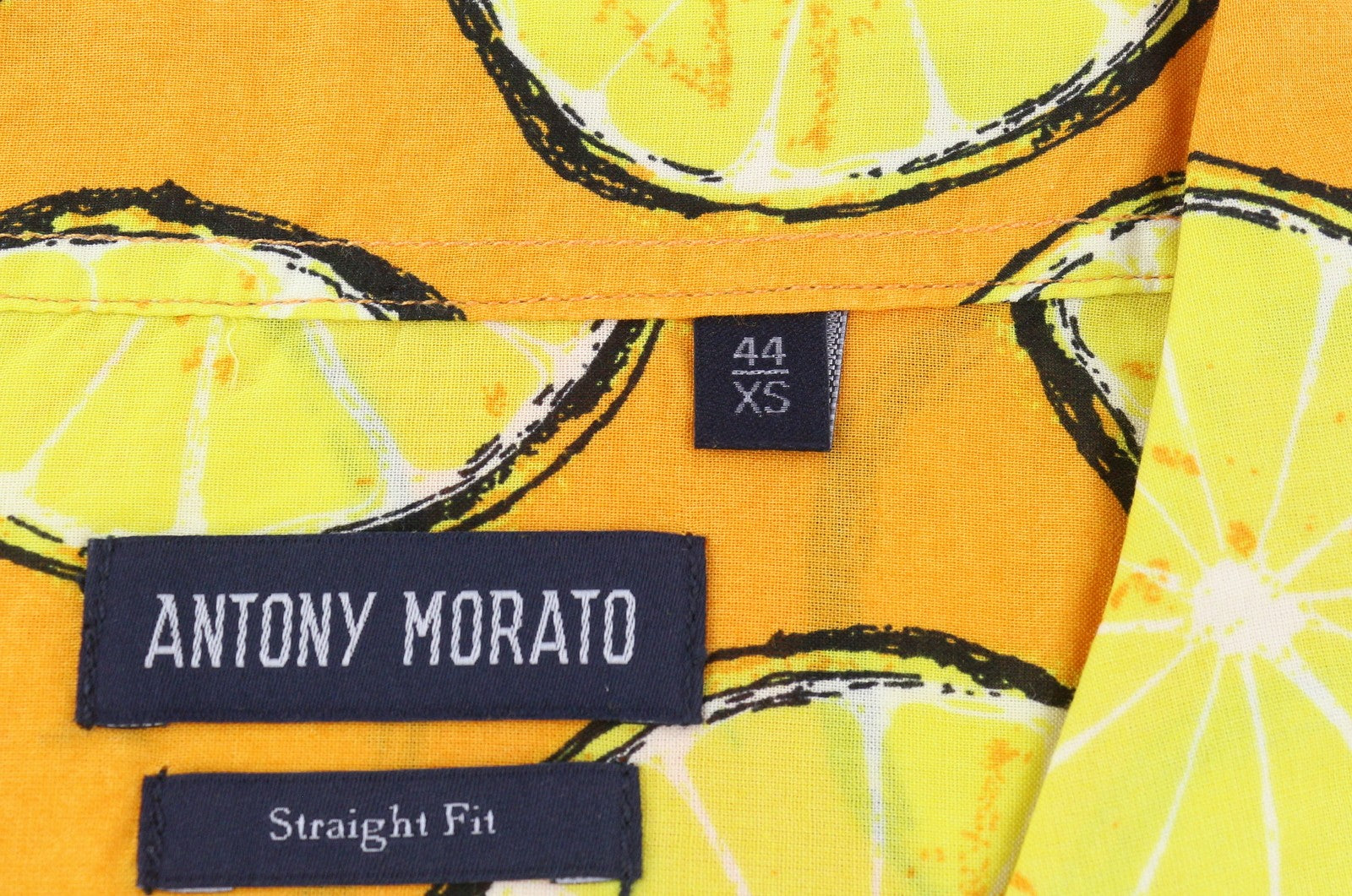 ANTONY MORATO Men's Shirt XS Yellow Lemon Pattern Short Sleeve Button Up