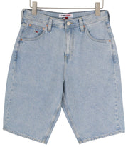 TOMMY HILFIGER Aiden Baggy Denim Men's Shorts W30 Washed Blue Zip Fly
