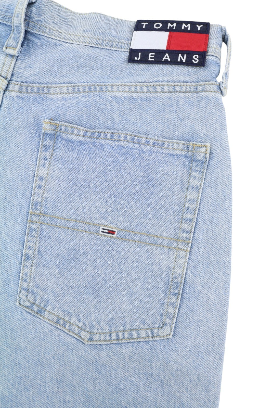 TOMMY HILFIGER Aiden Baggy Denim Men's Shorts W30 Washed Blue Zip Fly
