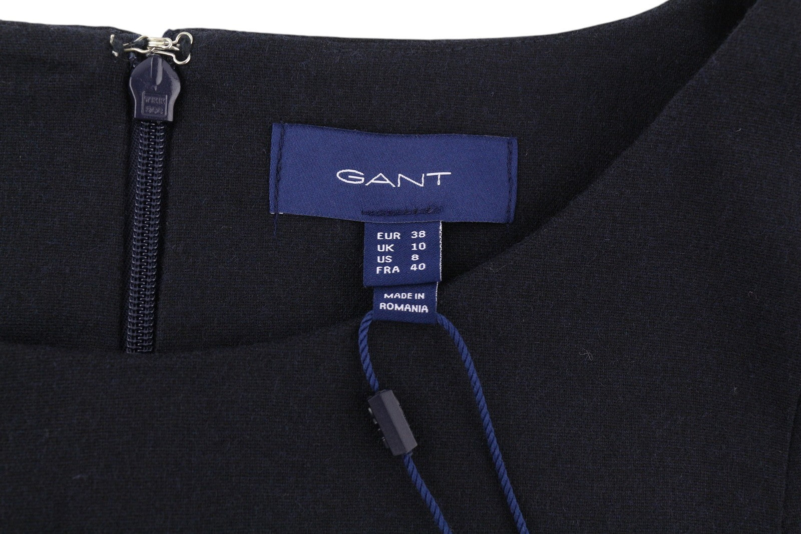 GANT Flannel Flare Women's Dress EU38 Blue Wool Blend 3/4 Sleeve Mini