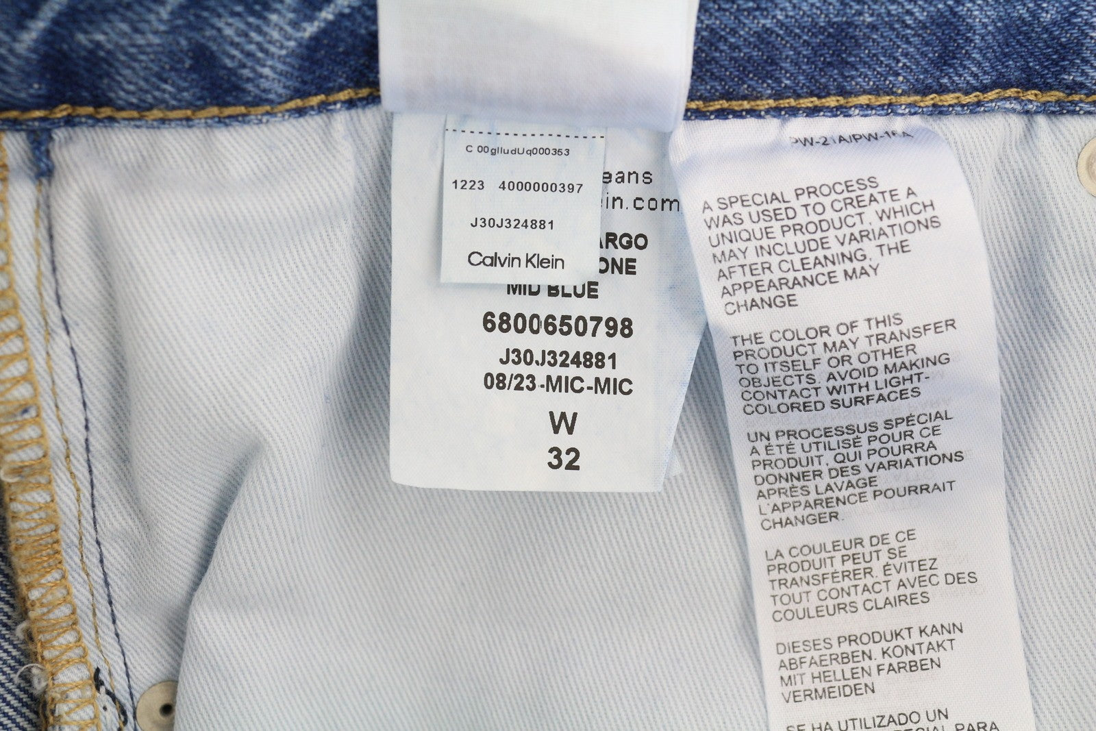 CALVIN KLEIN 90's Loose Cargo Men's Jeans W32 Blue Denim Relaxed Fit Zip Fly