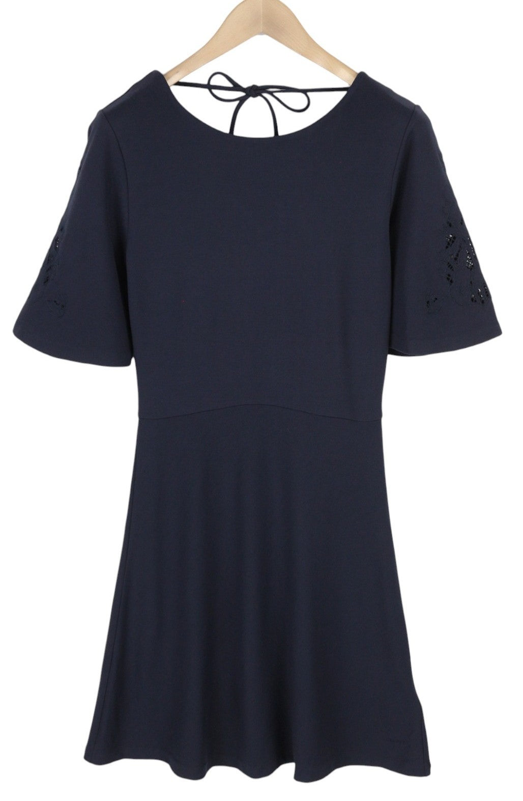 GANT Meadow Holeseam Jersey Women's Dress S Blue Stretch Short Sleeve Knee