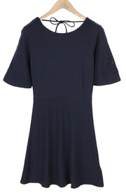 GANT Meadow Holeseam Jersey Women's Dress S Blue Stretch Short Sleeve Knee