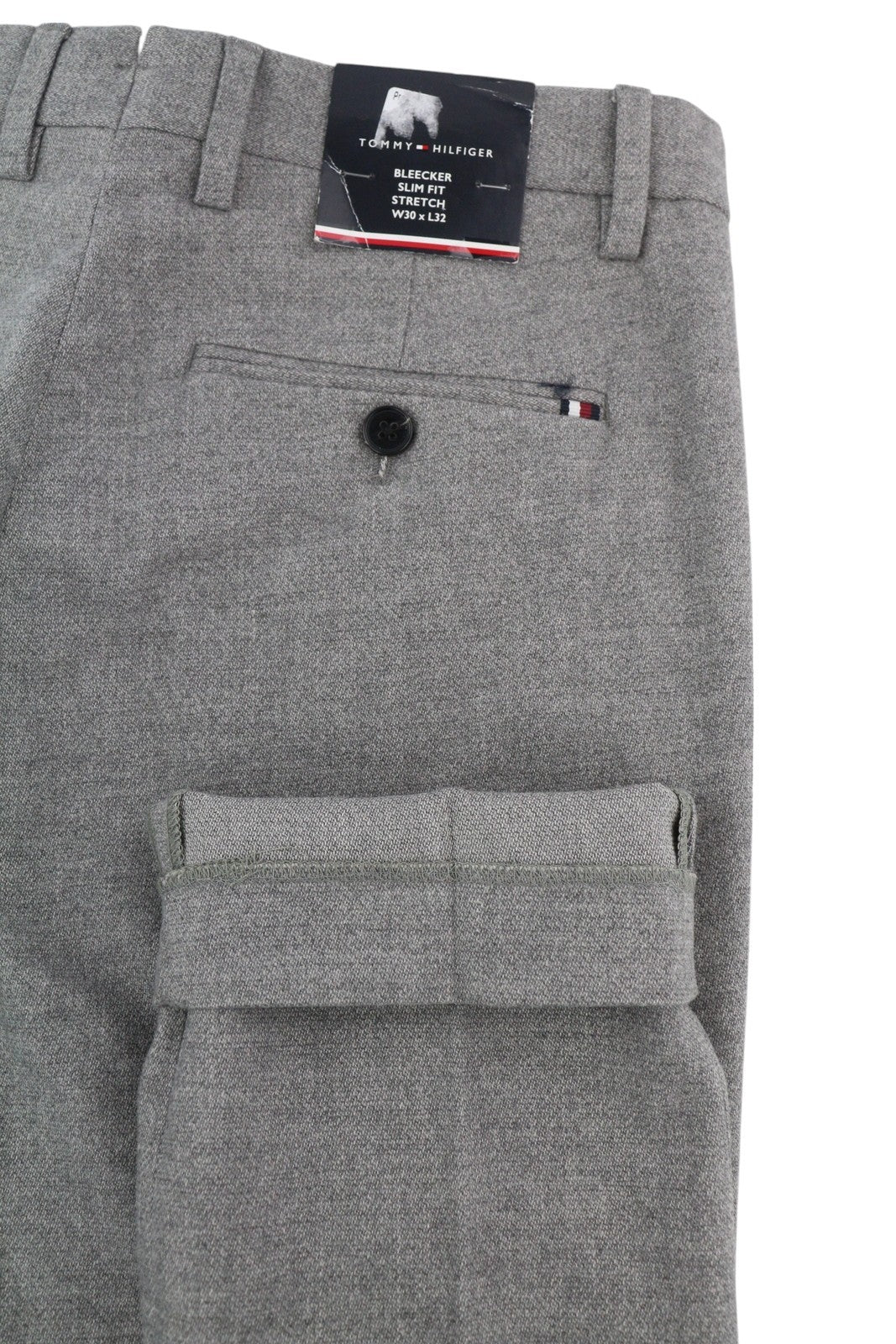 TOMMY HILFIGER Bleecker Brushed Men's Trousers W30 L32 Melange Slim Fit Stretch