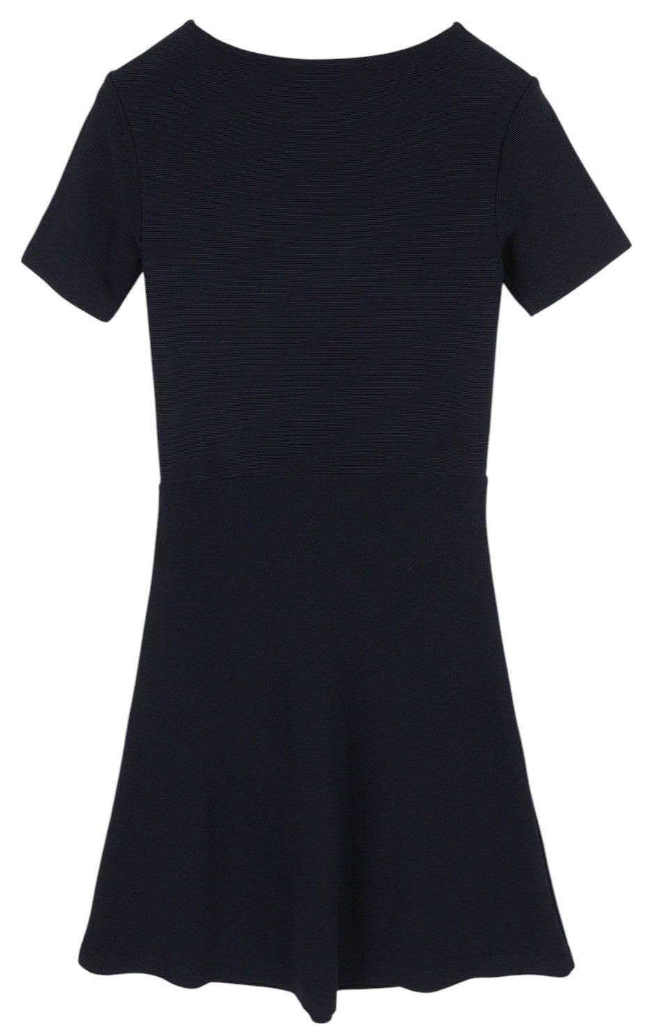 GANT Rib Structure Women's Dress S Blue Stretch V Neck Short Sleeve Knee