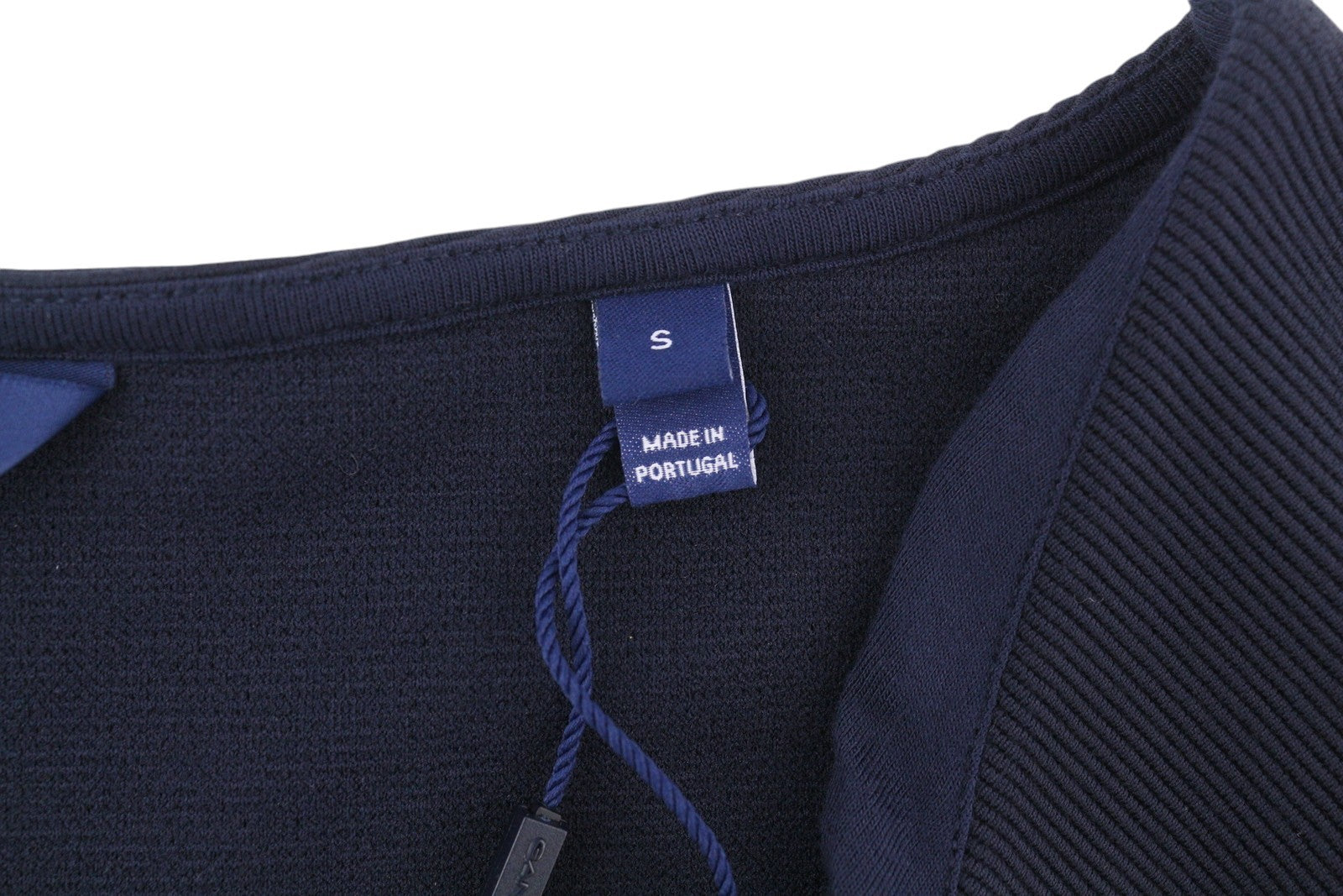 GANT Rib Structure Women's Dress S Blue Stretch V Neck Short Sleeve Knee