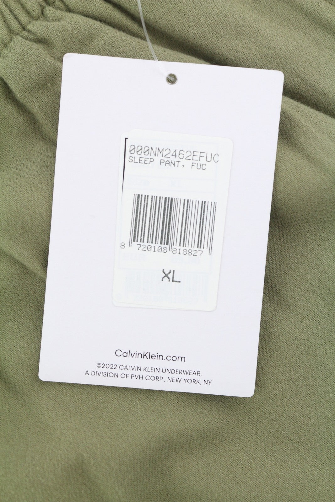CALVIN KLEIN Men's Trousers XL Khaki Green Flannel Elastic Waist Sleepwear