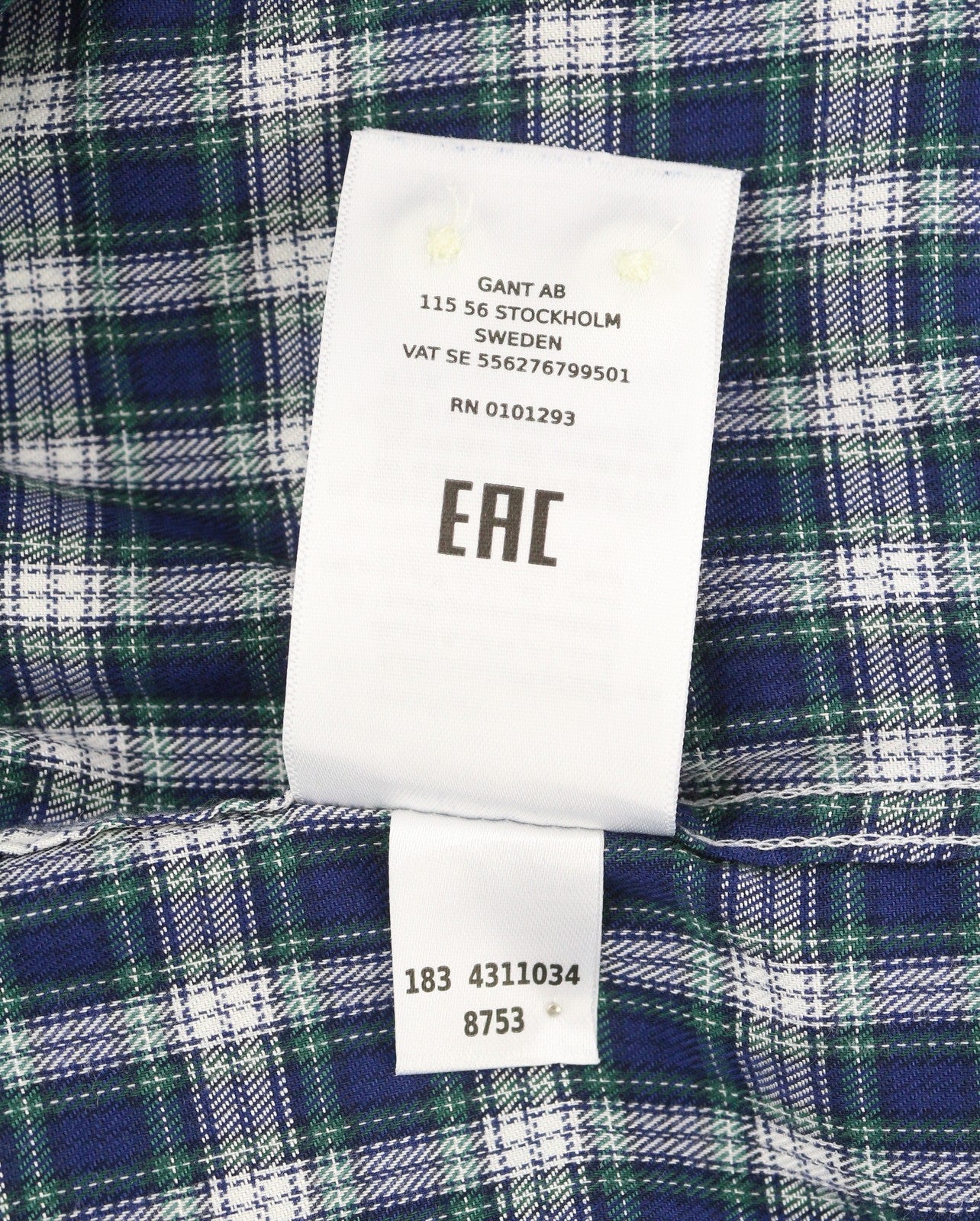 GANT Flannel Women's Shirt EU38 Plaid Pattern Casual Button Up Spread Neck Logo