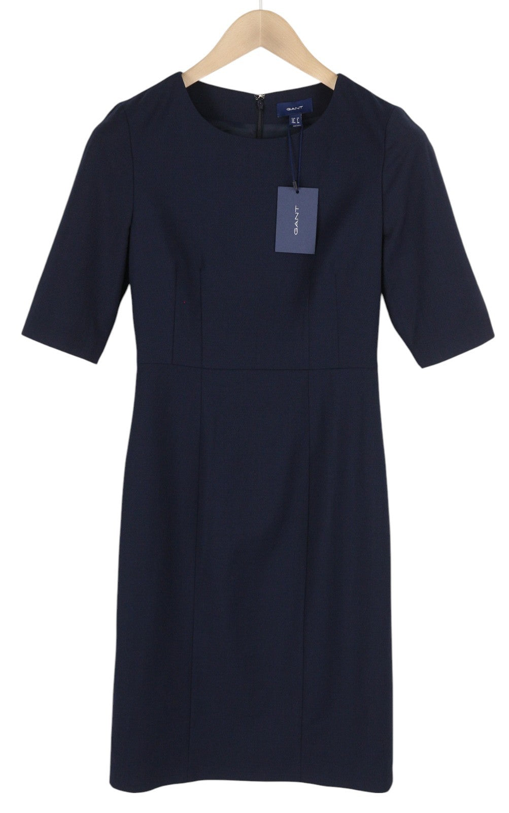 GANT Hopsack Stretch Little Women's Dress EU34 Wool Blend 3/4 Sleeve Knee