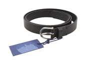 GANT Women Belt 90 CM Black Leather Silver Tone Buckle Casual