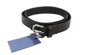 GANT Women Belt 85 CM Black Leather Silver Tone Buckle Casual