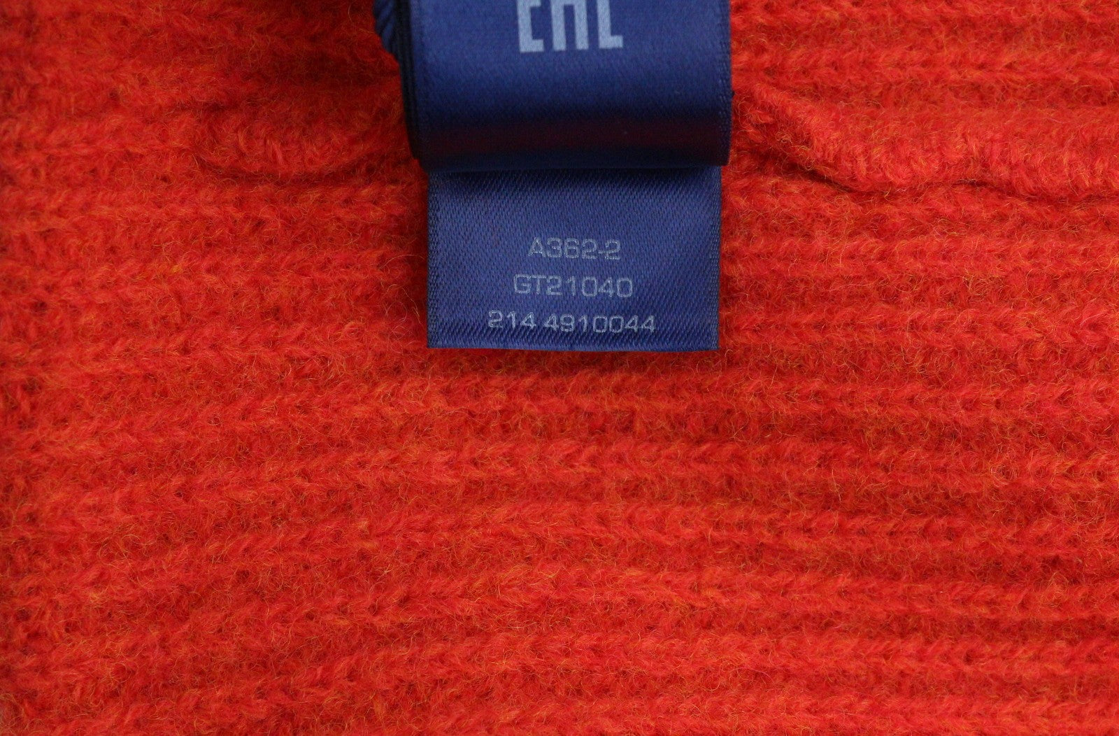 GANT Label Rib Knit Beanie Men Hat OS Spicy Orange Wool Stretch Unisex