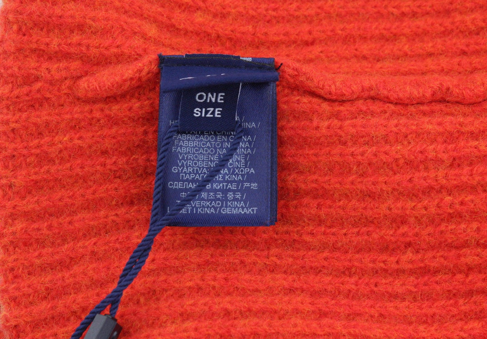 GANT Label Rib Knit Beanie Men Hat OS Spicy Orange Wool Stretch Unisex