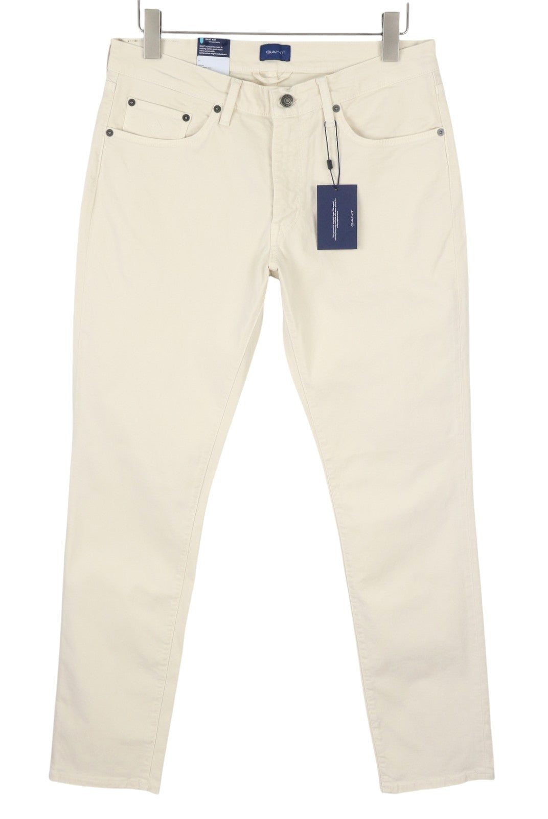 GANT Hayes Desert Men Trousers W34/L34 Caulk White Slim Mid Waist Zip Fly