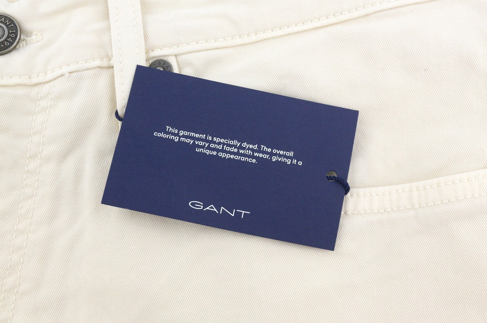 GANT Hayes Desert Men Trousers W34/L34 Caulk White Slim Mid Waist Zip Fly