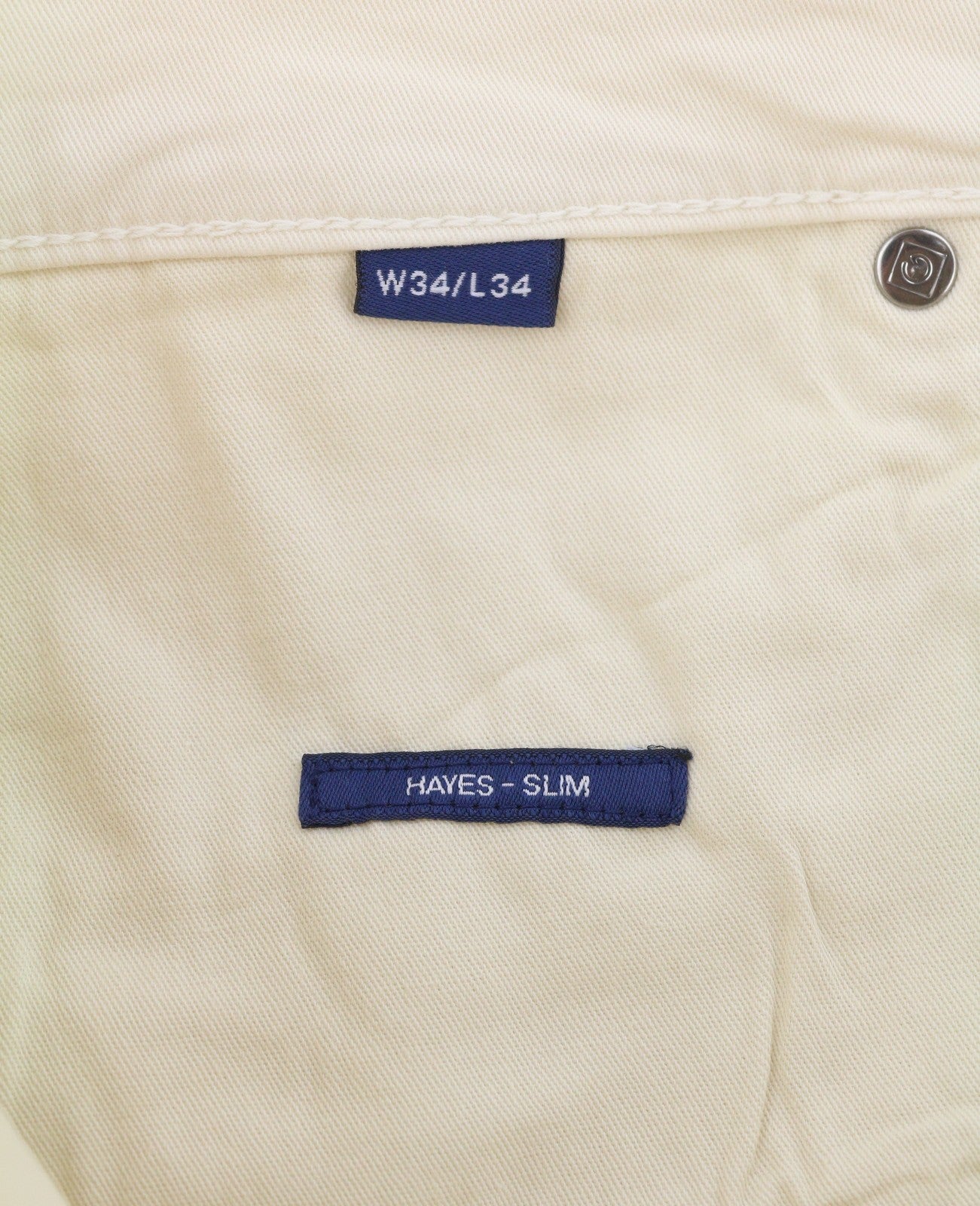GANT Hayes Desert Men Trousers W34/L34 Caulk White Slim Mid Waist Zip Fly