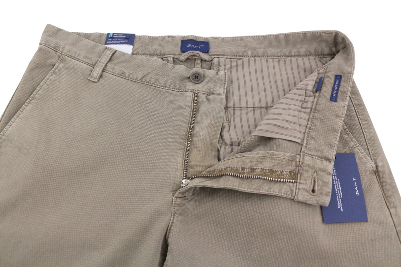 GANT Hallden Ltw Canvas Chinos Men Trousers W36/L34 Desert Brown Patterned Zip