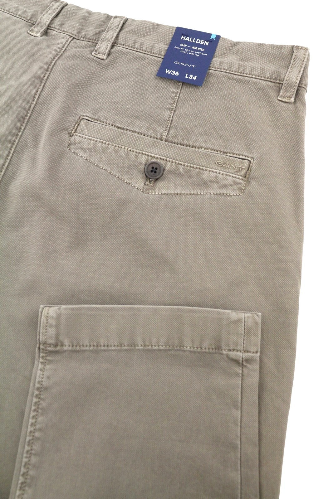 GANT Hallden Ltw Canvas Chinos Men Trousers W36/L34 Desert Brown Patterned Zip