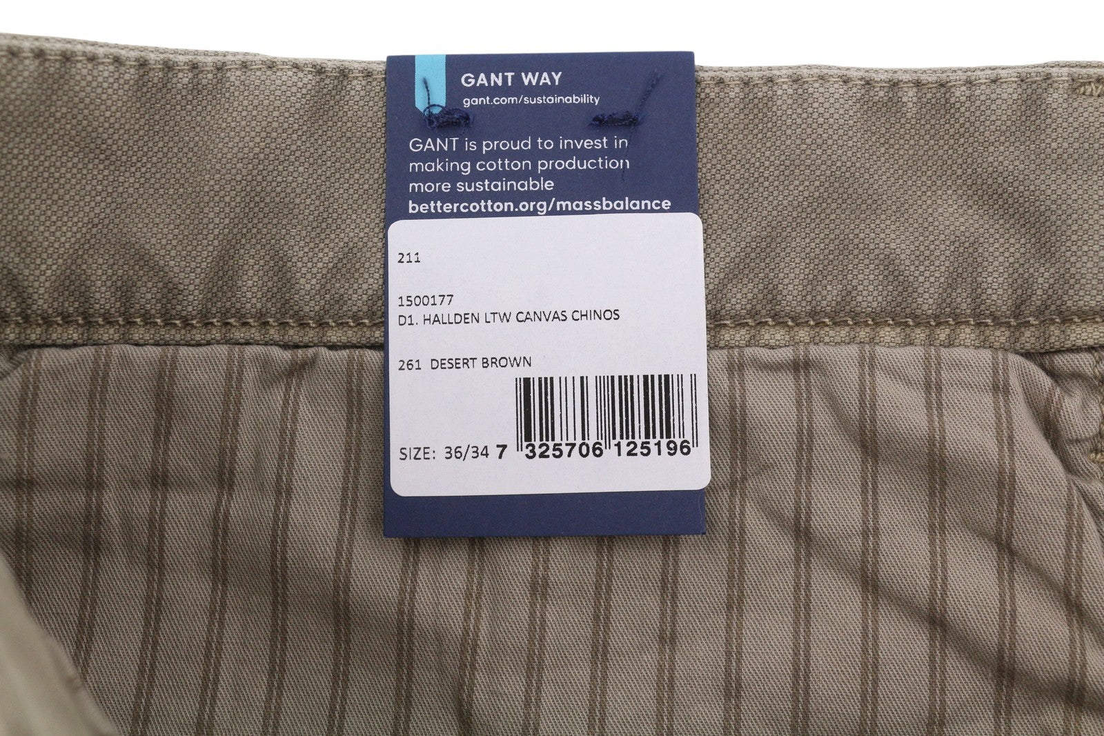 GANT Hallden Ltw Canvas Chinos Men Trousers W36/L34 Desert Brown Patterned Zip