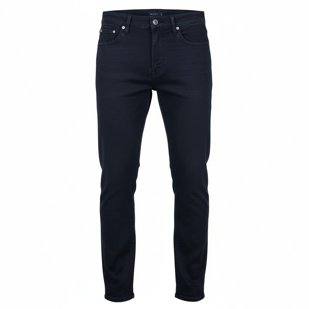 GANT Hayes Dusty Twill Men Trousers W32/L32 Marine Dark Zip Fly Slim Fit