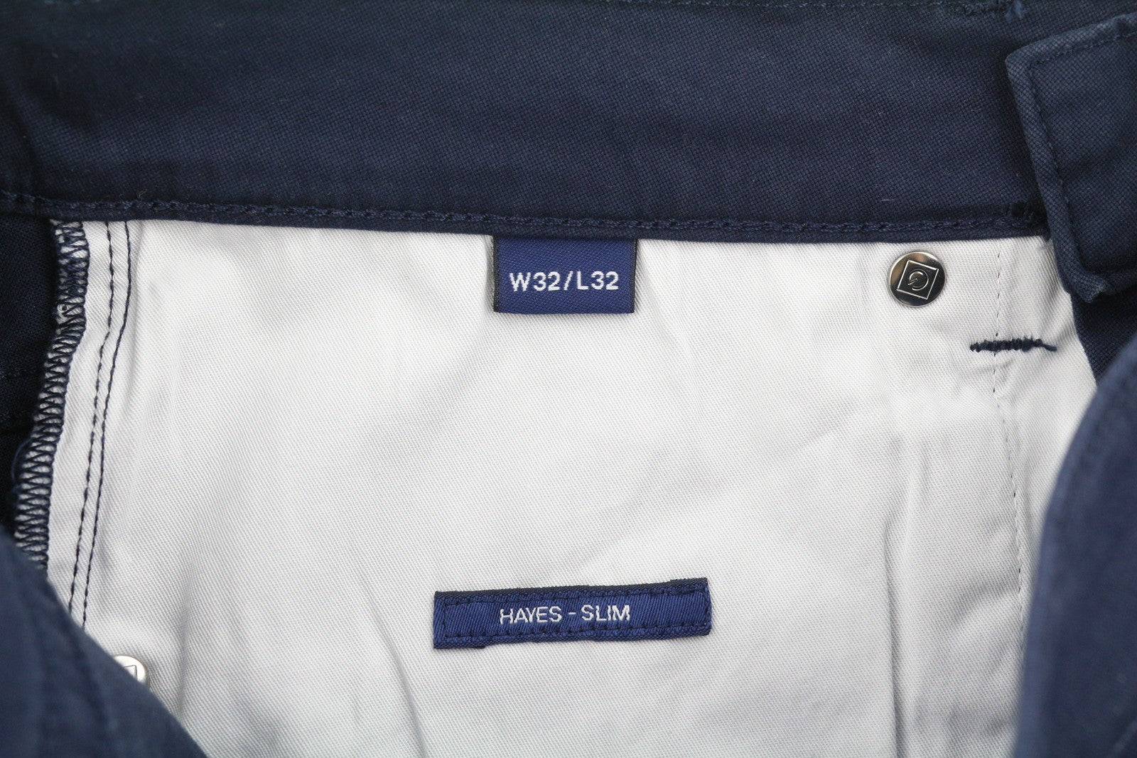 GANT Hayes Dusty Twill Men Trousers W32/L32 Marine Dark Zip Fly Slim Fit