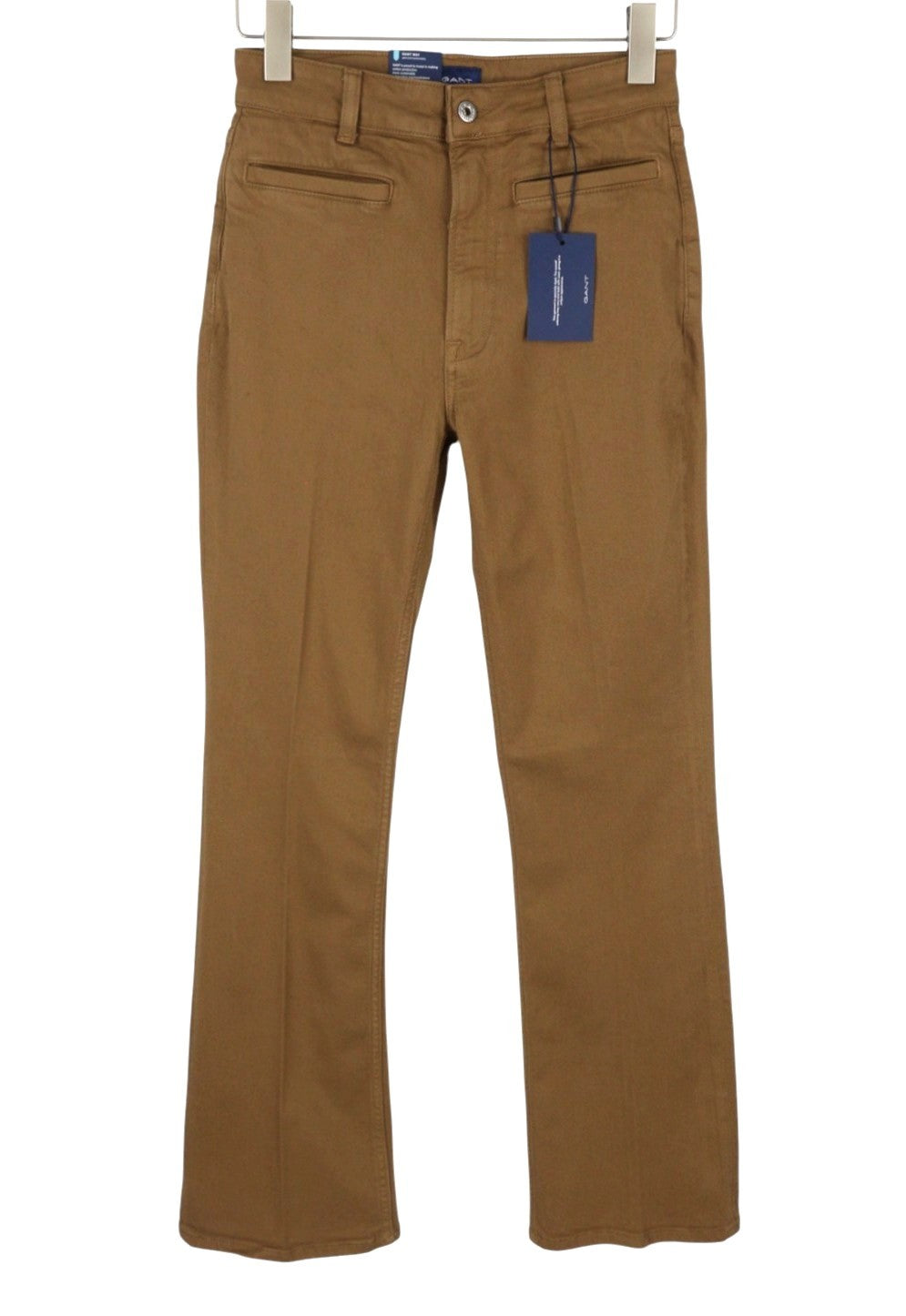 GANT Flare Color Women Trousers W27 Roasted Walnut Zip Fly Brown Casual