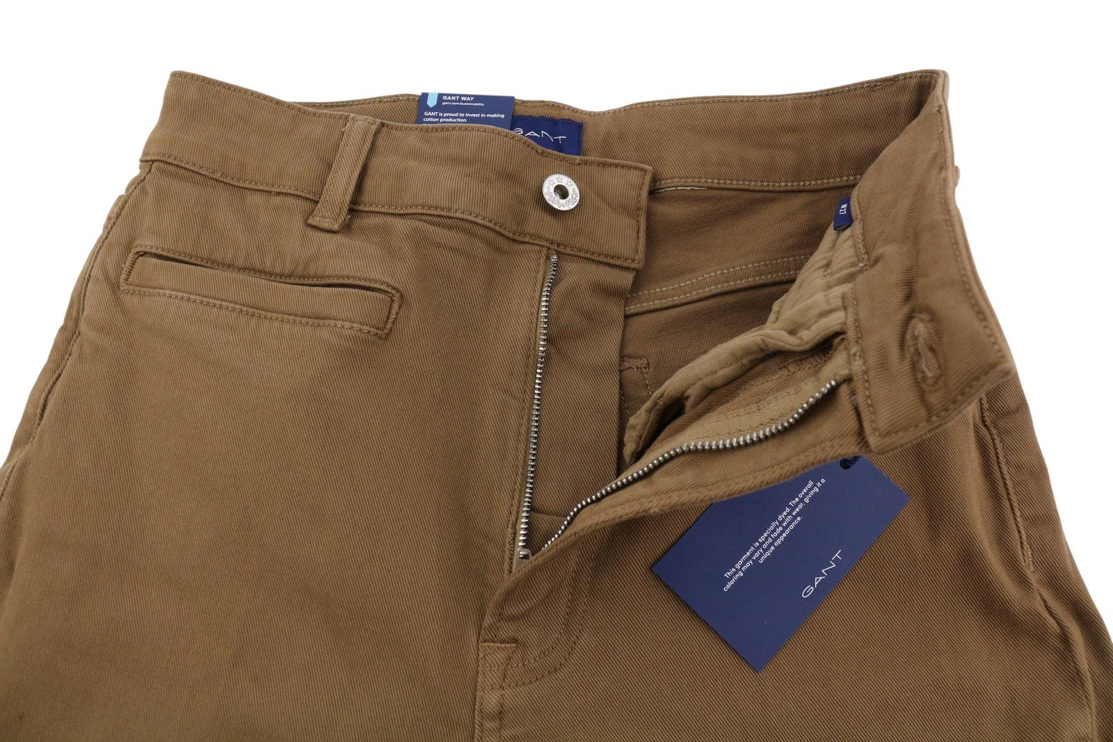 GANT Flare Color Women Trousers W27 Roasted Walnut Zip Fly Brown Casual