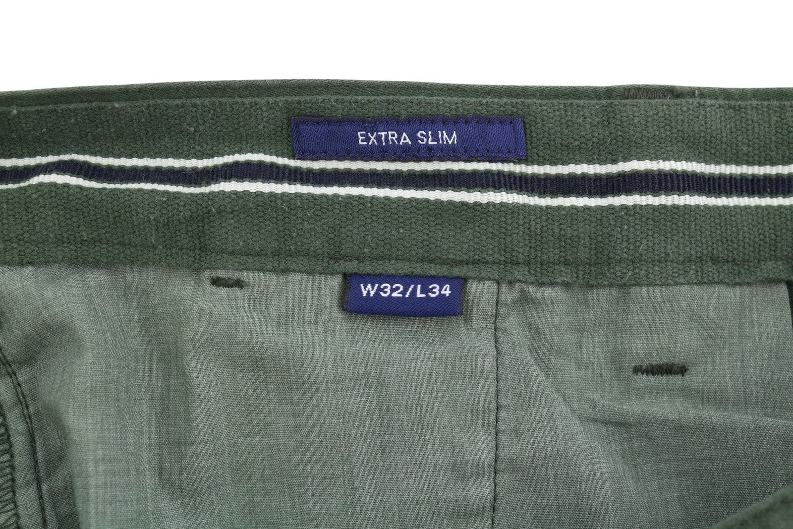 GANT Brushed Extra Slim Chino Men Trousers W32/L34 Thyme Green Zip Fly Casual