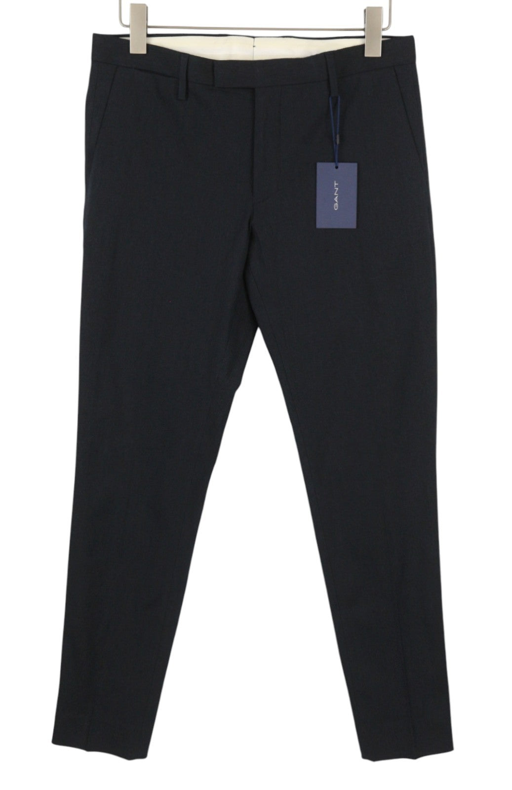 GANT Stretch Linen Men Trousers EU48 Evening Blue Slim Fit Flat Front Dark