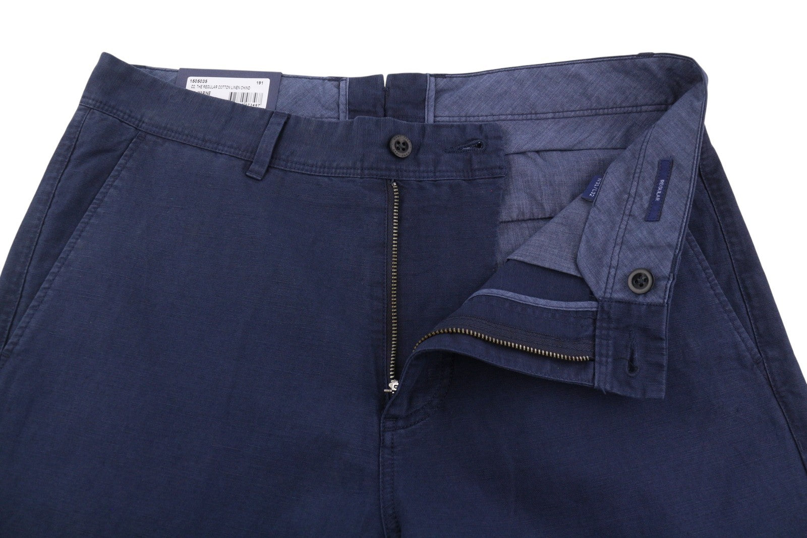 GANT The Regular Cotton Linen Chino Men Trousers W31/L32 Marine Zip Fly Casual