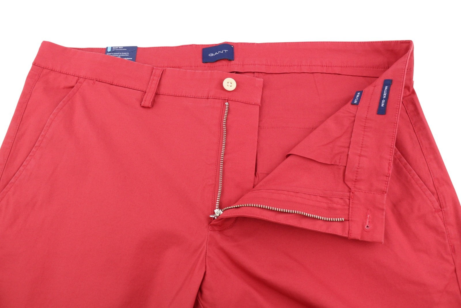 GANT Hallden Sunfaded Chinos Men Trousers W36/L34 Cardinal Red Slim Mid Rise