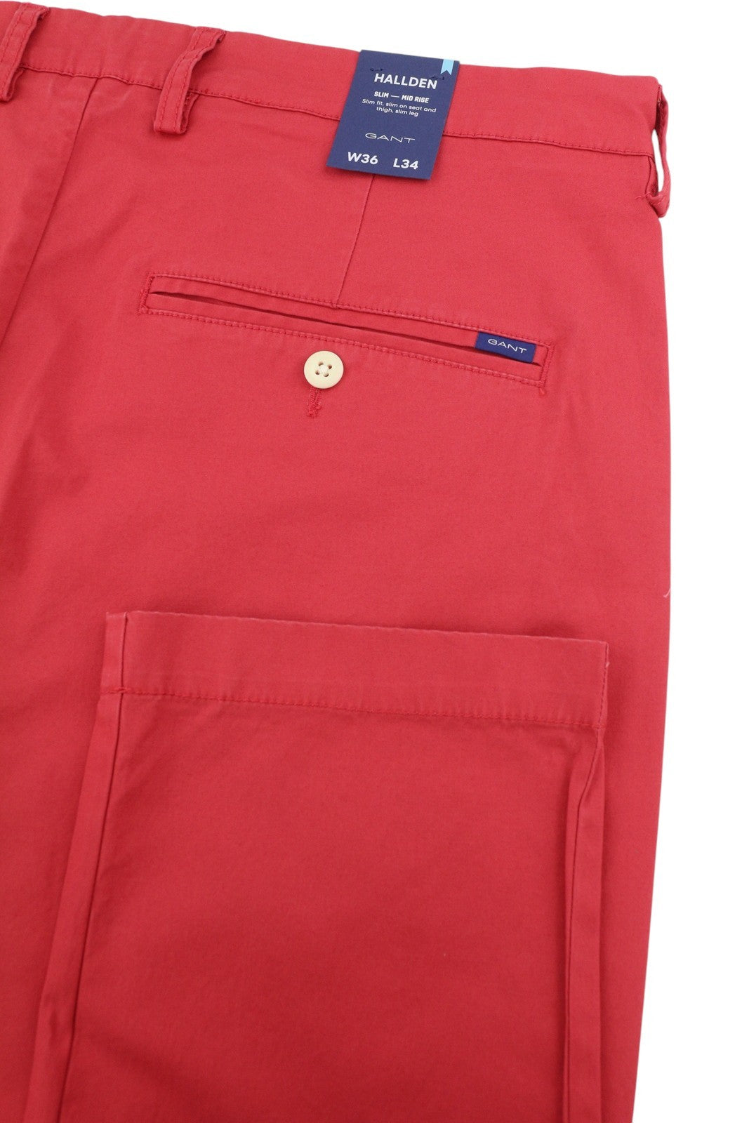 GANT Hallden Sunfaded Chinos Men Trousers W36/L34 Cardinal Red Slim Mid Rise