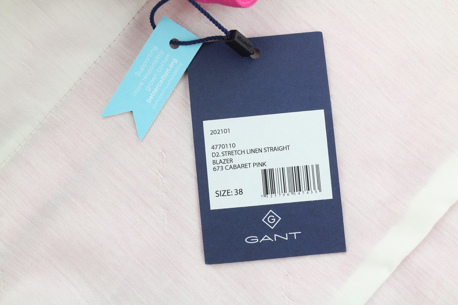 GANT Stretch Linen Straight Women Blazer EU38 Cabaret Pink Notch Single Breasted