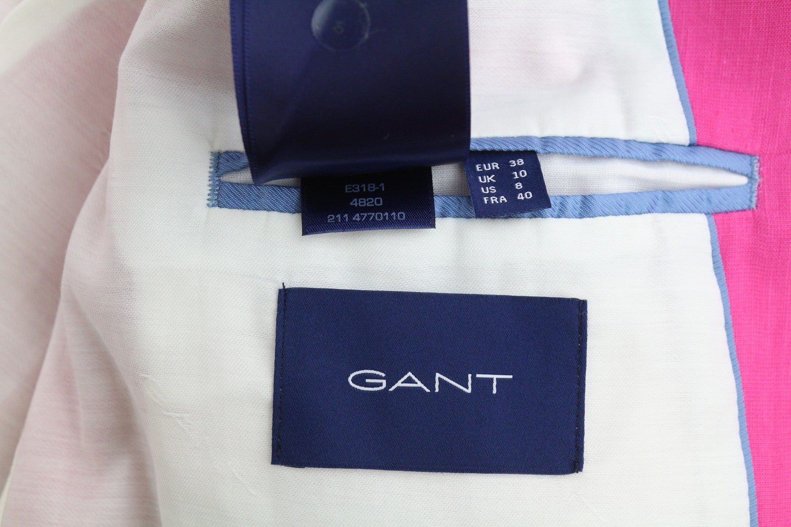 GANT Stretch Linen Straight Women Blazer EU38 Cabaret Pink Notch Single Breasted